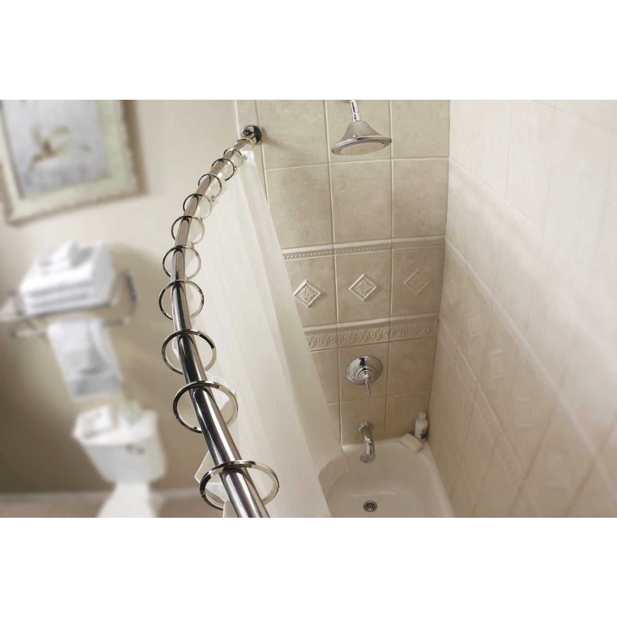 NICKEL CURVE SHOWER ROD