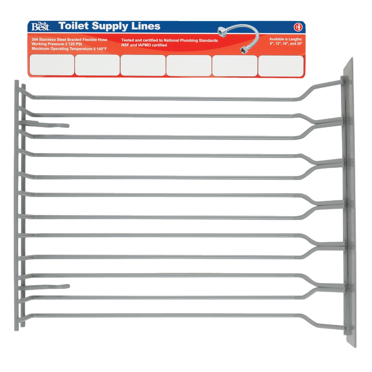 Keeney 12.25 In. Vinyl Toilet Supply Line Display Rack for Do it Best Plumbing Sets