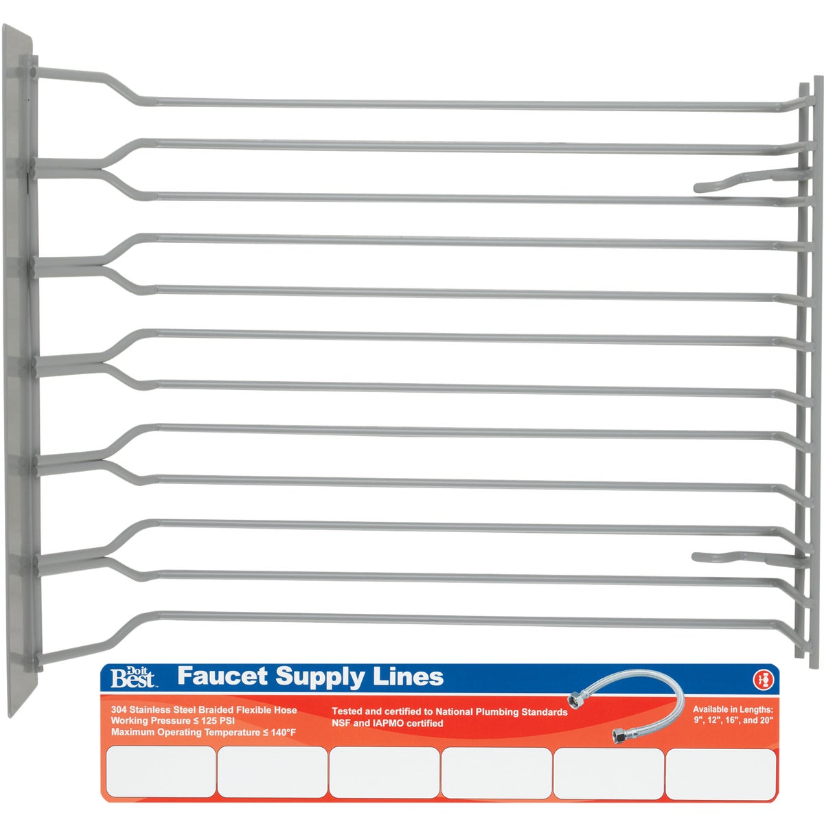 Keeney 12.25 In. Vinyl Faucet Supply Line Display Rack for Do it Best Plumbing Sets