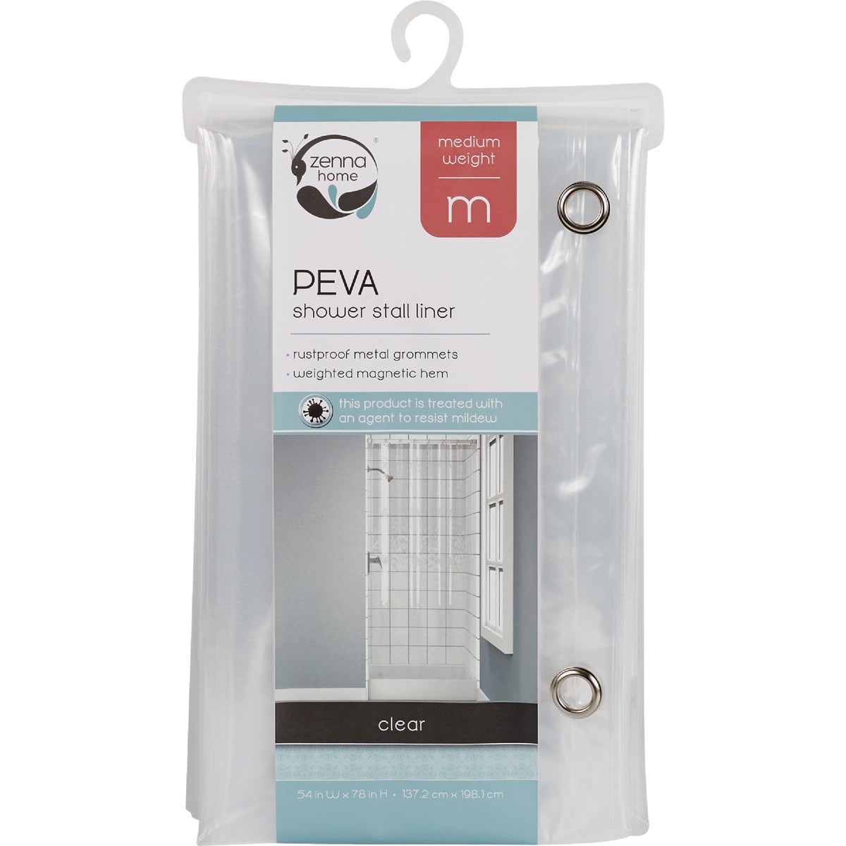 Zenith Zenna Home 54 In. x 72 In. Frosty PEVA Stall Size Shower Curtain Liner