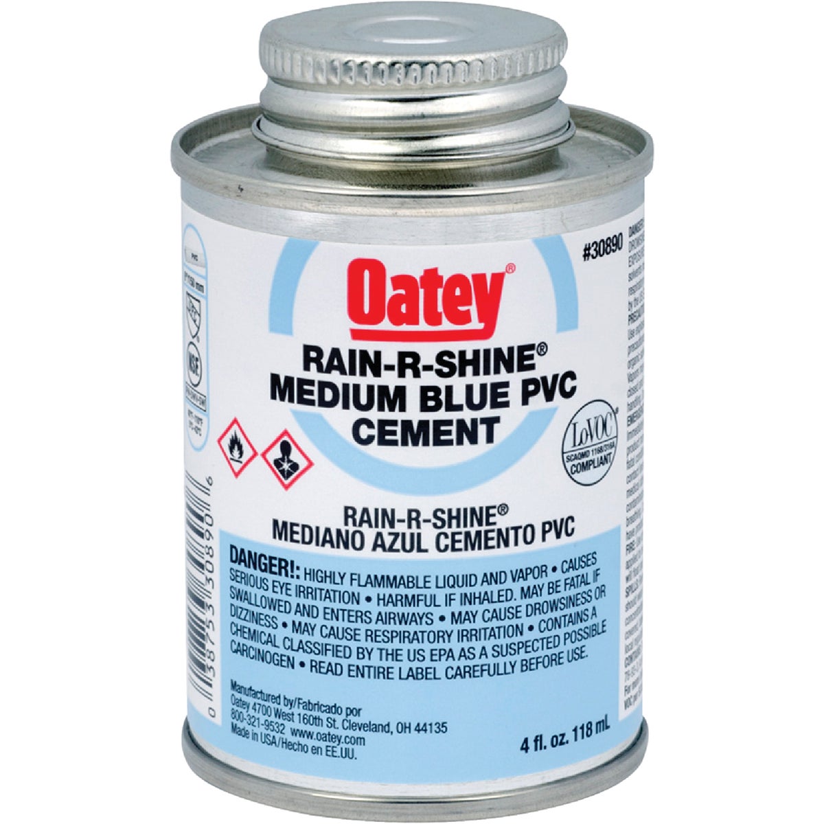 Oatey Rain-R-Shine 4 Oz. Medium Bodied Blue PVC Cement