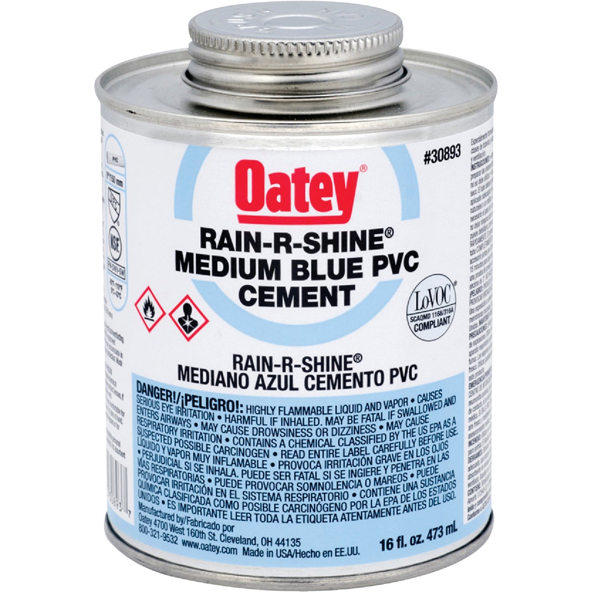 Oatey Rain-R-Shine 16 Oz. Medium Bodied Blue PVC Cement