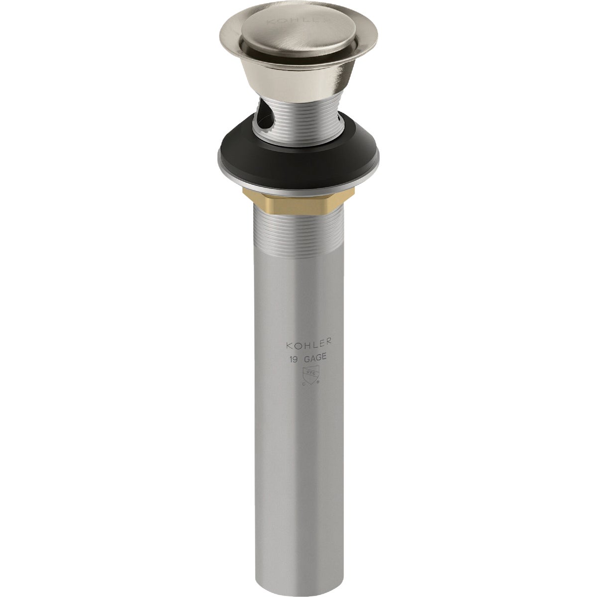 KOHLER Premium Brushed Nickel 1-1/4 In. Clicker Drain with Overflow