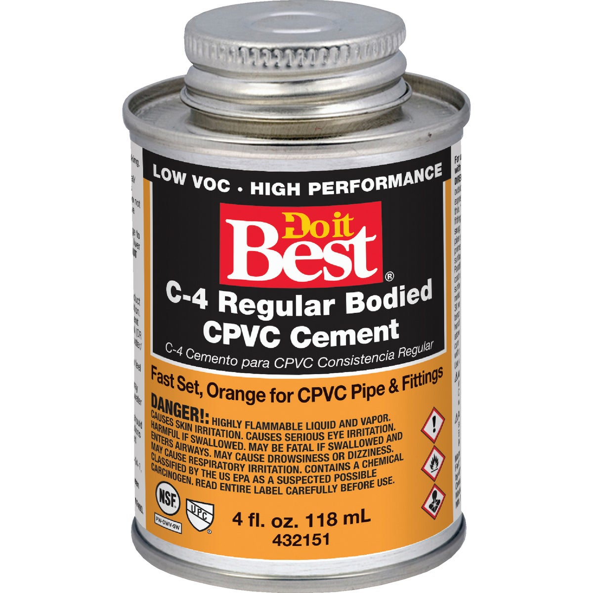 Do it Best 8 Oz. Regular Bodied Orange CPVC Cement