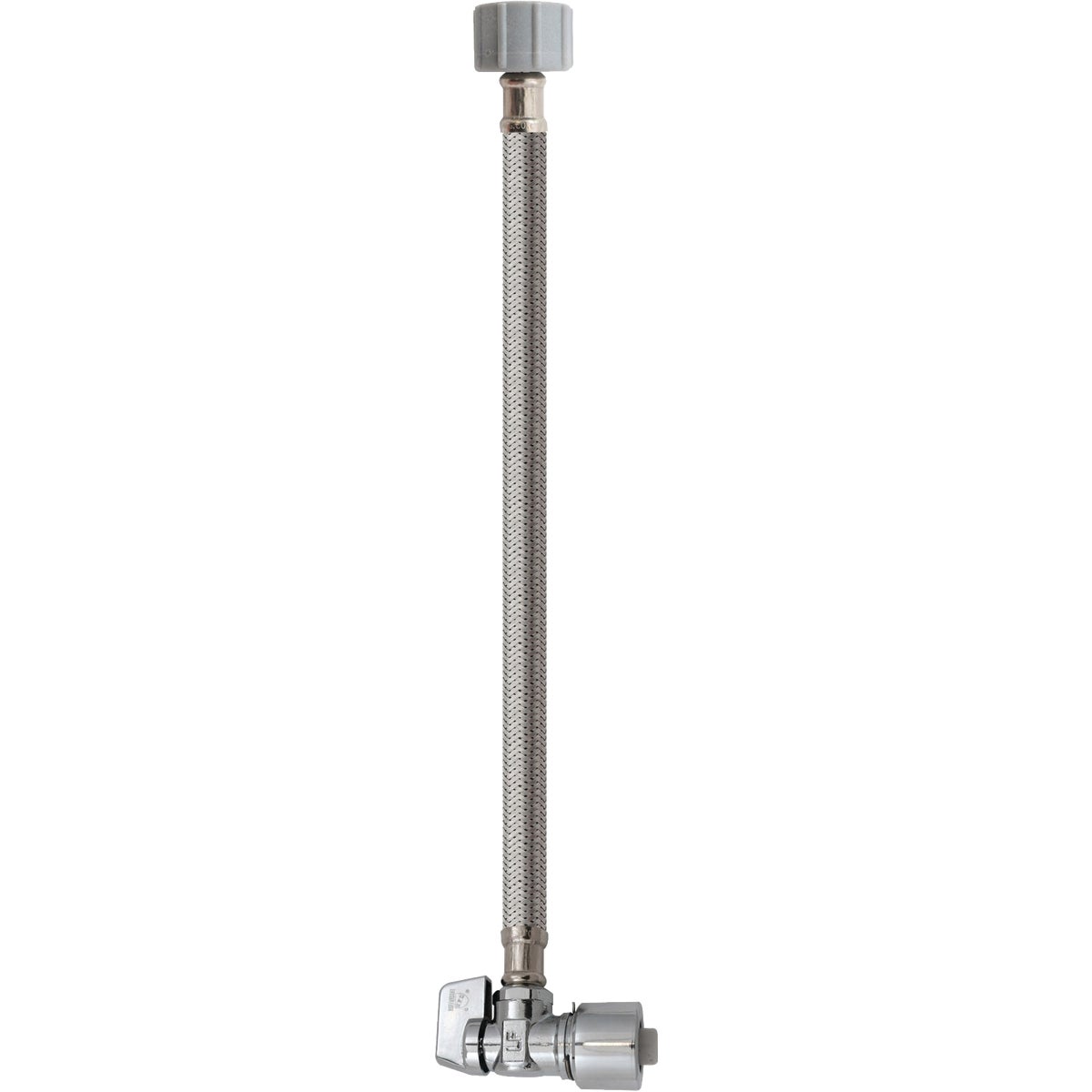 Keeney 5/8 In. x 20 In. Stainless Steel Quick Lock Toilet Supply Tube with Angled Quarter Turn Valve