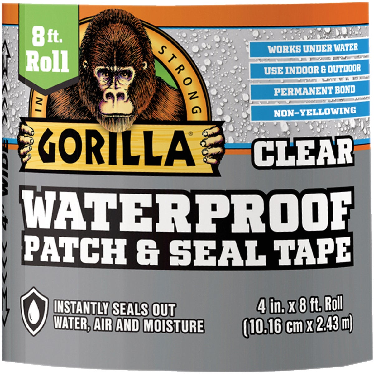 Gorilla 4 In. x 8 Ft. Waterproof Patch & Seal Repair Tape, Clear
