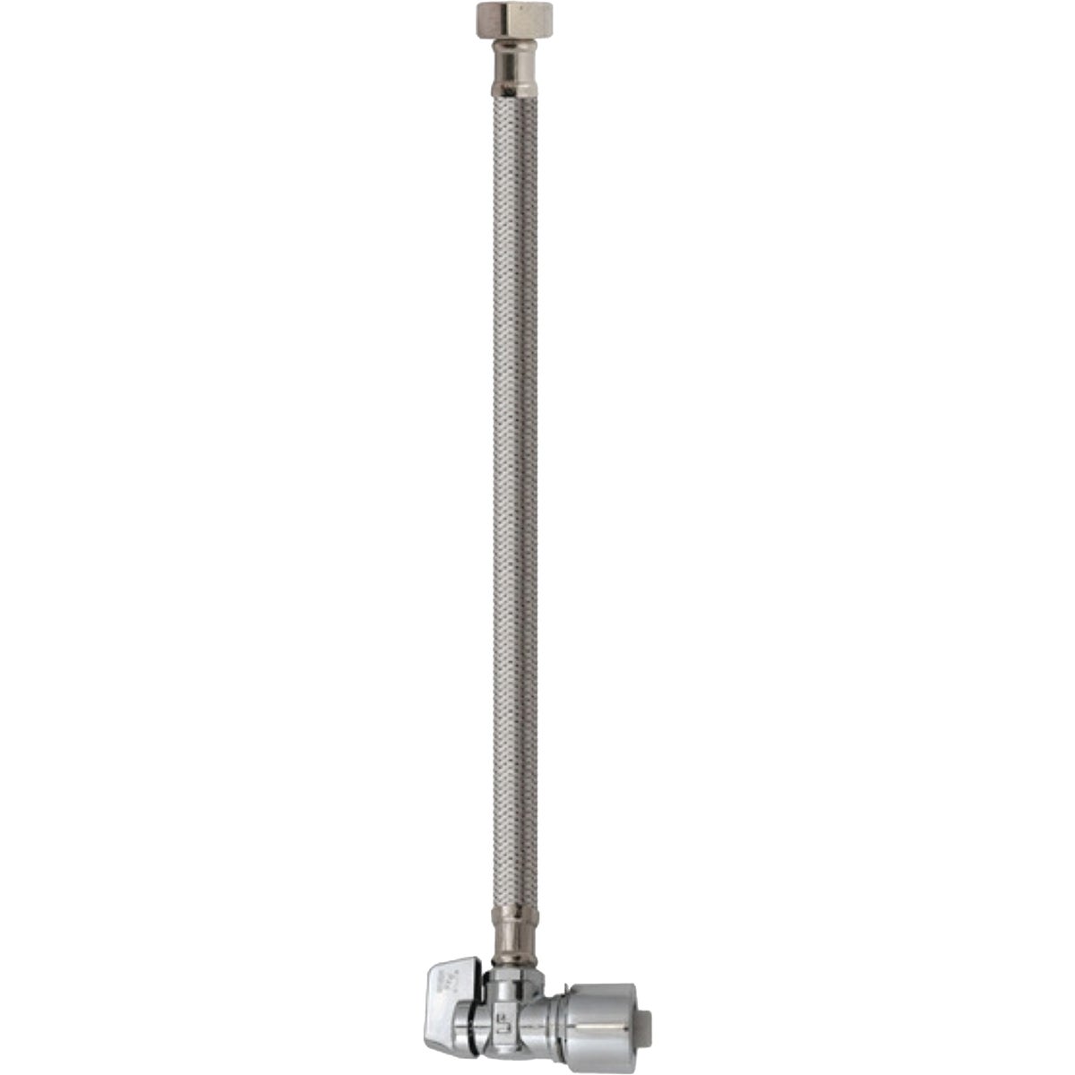 Keeney 5/8 In. x 20 In. Stainless Steel Quick Lock Toilet Supply Tube with Angled Quarter Turn Valve