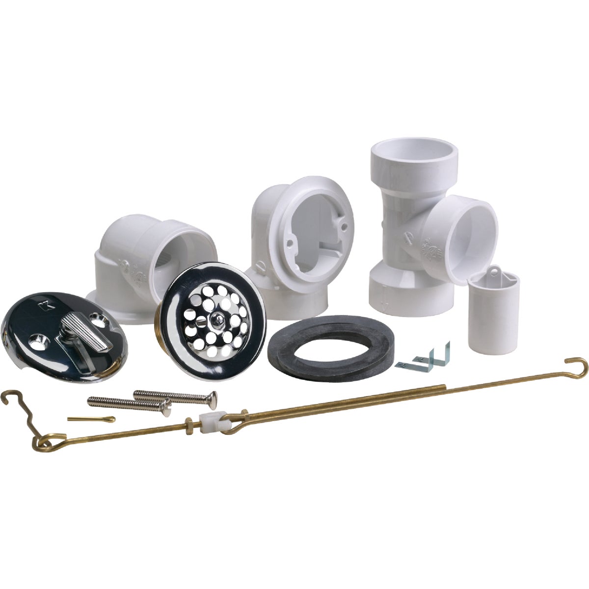 Keeney Schedule 40 PVC Triplever Half Pack Bath Drain Kit with Polished Chrome Trim