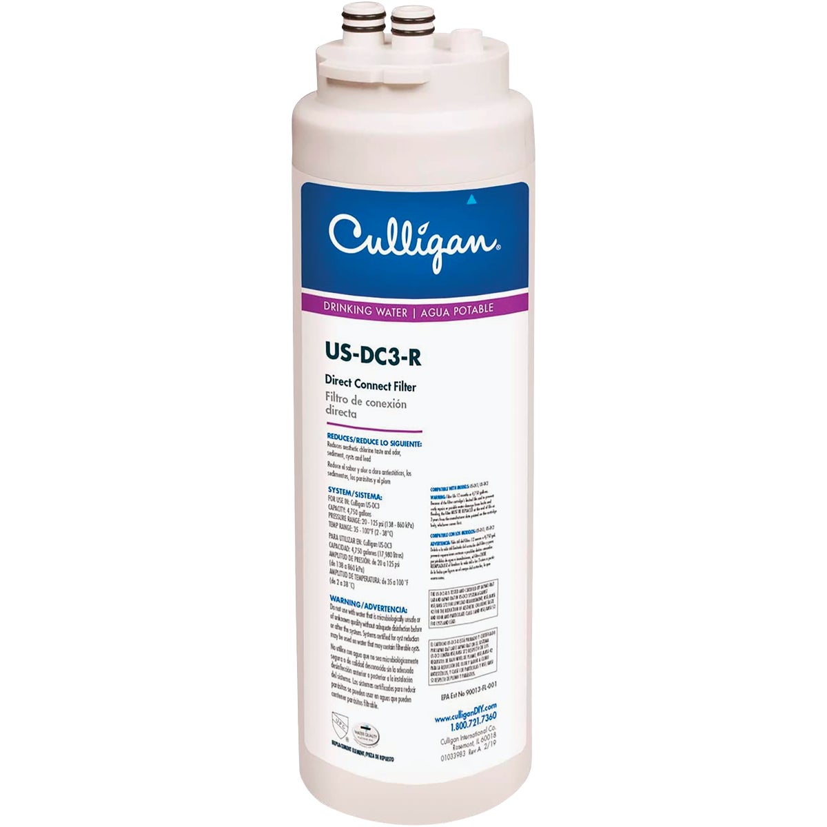 Culligan Direct Connect Under Sink Drinking Water Filter Cartridge for US-DC-3 Systems
