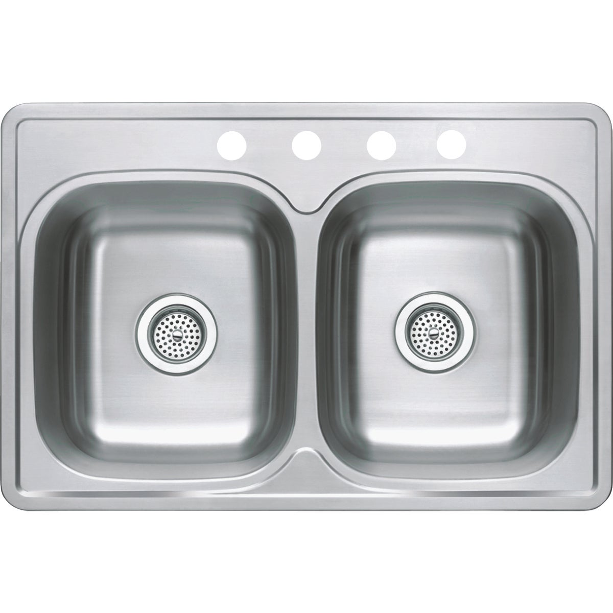Compass Manufacturing 33 In. x 22 In. x 6 In. Double Bowl Stainless Steel Top Mount Kitchen Sink