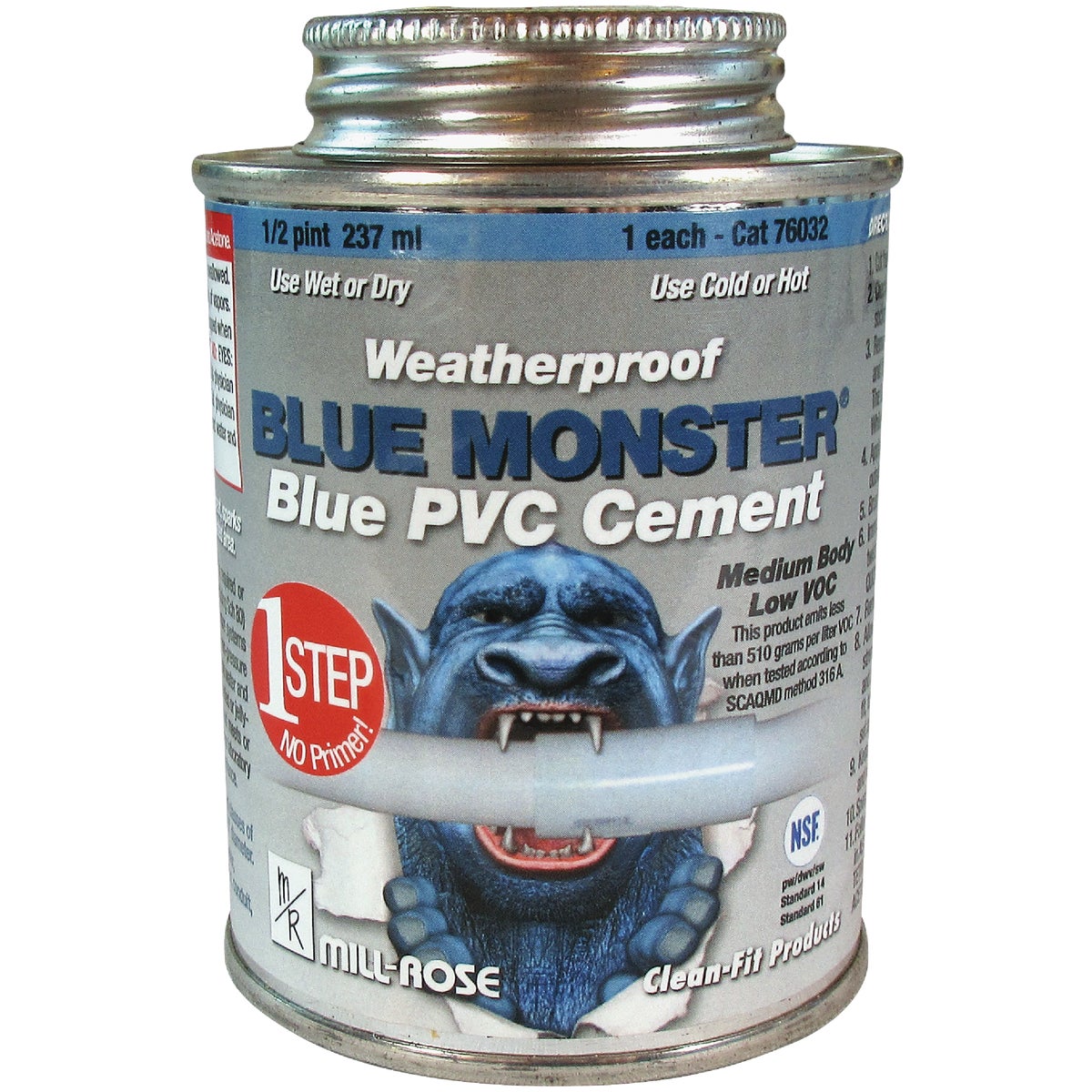 BLUE MONSTER 4 Oz. Weatherproof 1-Step Blue PVC Cement