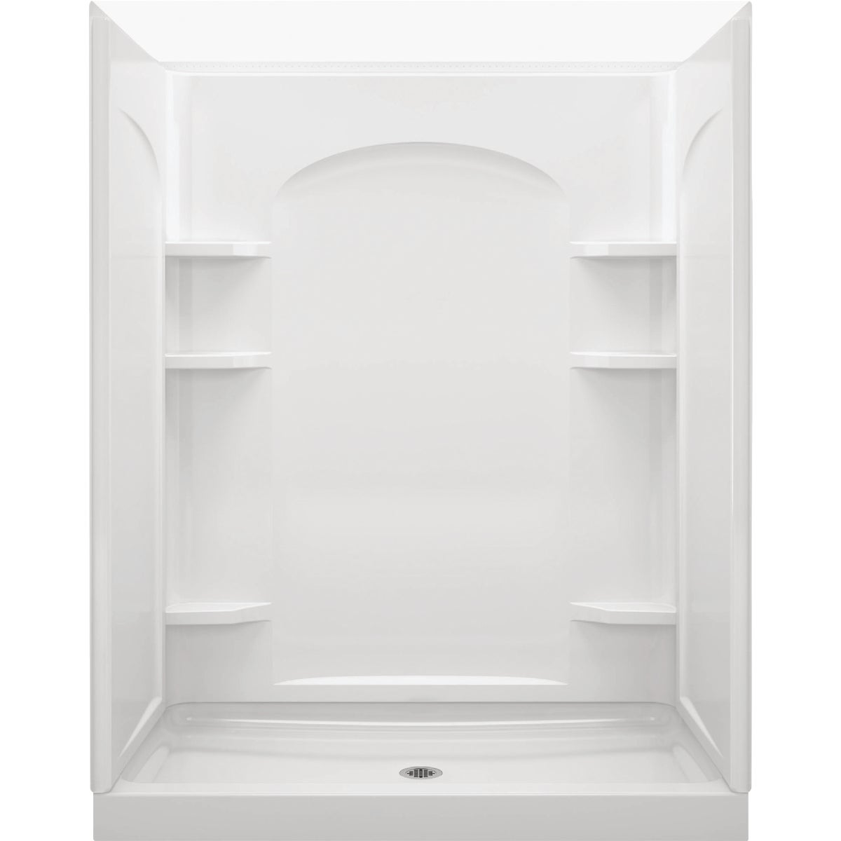 Sterling Ensemble 72-1/2 In. H. x 34 In. D. White Vikrell Curved Shower End Wall