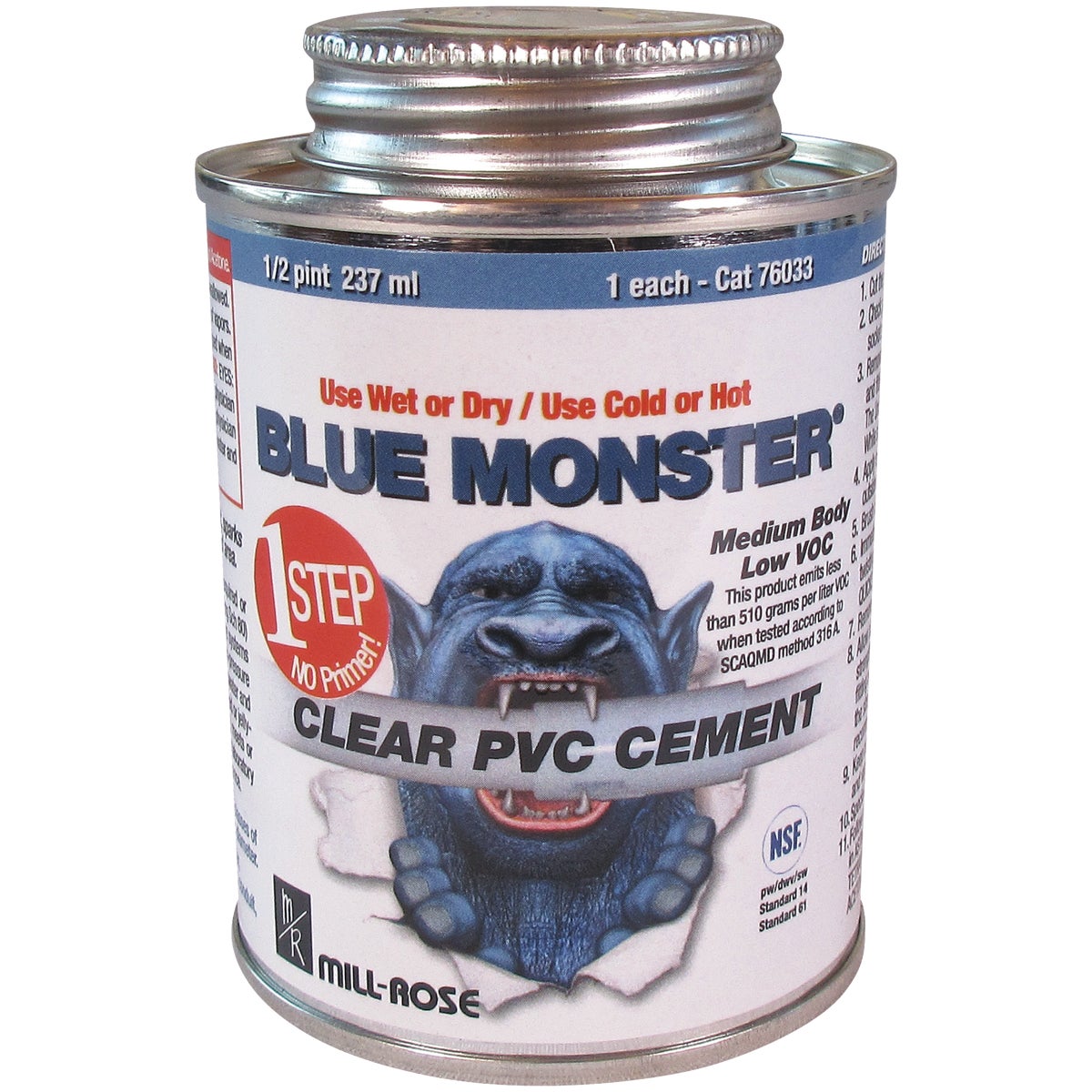 BLUE MONSTER 4 Oz. Weatherproof 1-Step Clear PVC Cement