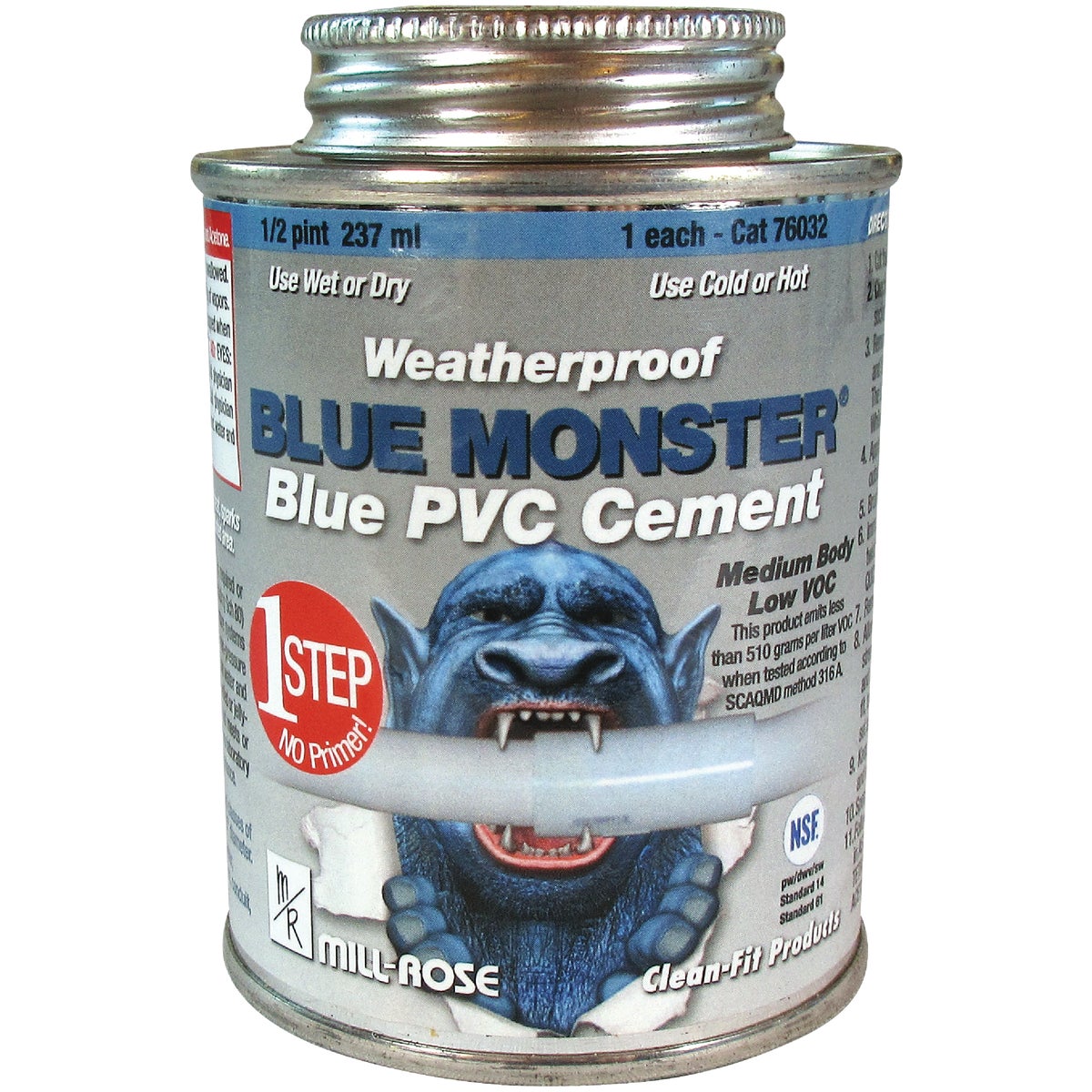 BLUE MONSTER 8 Oz. Weatherproof 1-Step Blue PVC Cement