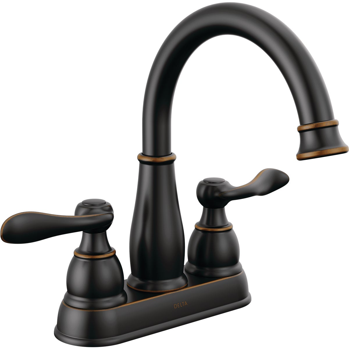 Delta Windmere Oil Rubbed Bronze 2-Handle Lever 4 In. Centerset Bathroom Faucet and Push Pop-Up with Overflow