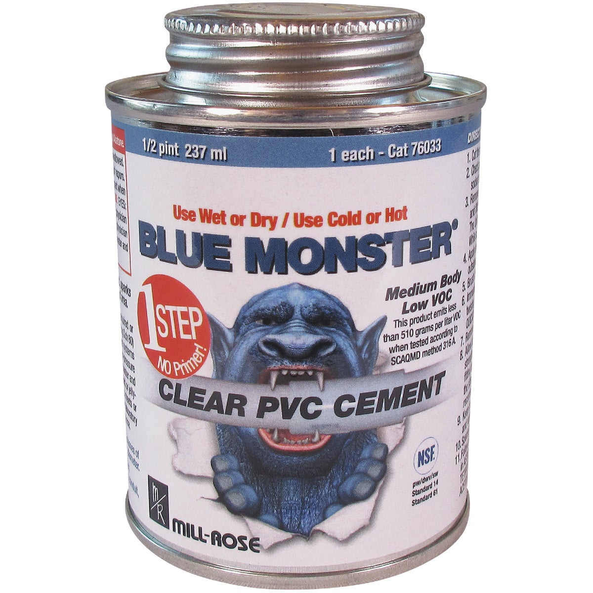 BLUE MONSTER 8 Oz. Weatherproof 1-Step Clear PVC Cement