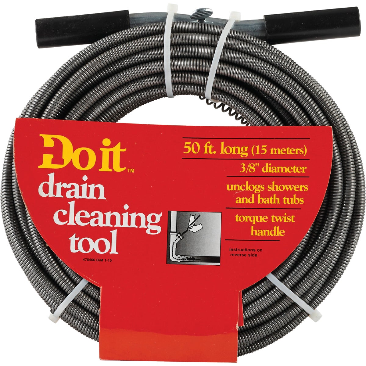 Do it 3/8 In. x 50 Ft. Galvanized Steel Handle Wire Cleanout Drain Auger