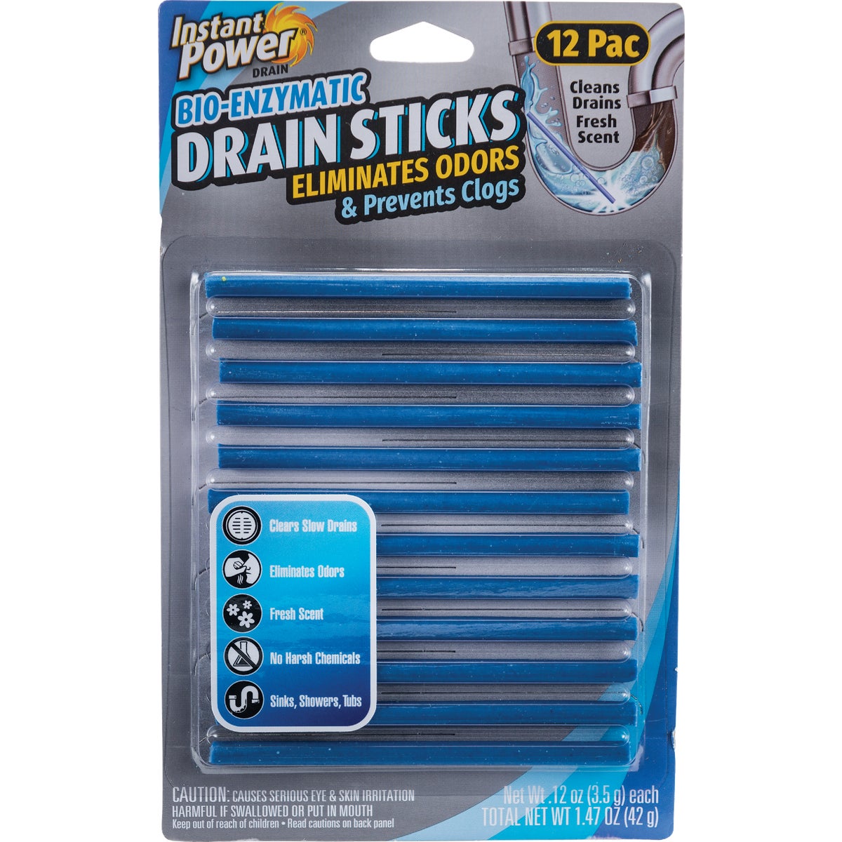 Instant Power Bio-Enzymatic Sticks Drain Cleaner (12-Pack)