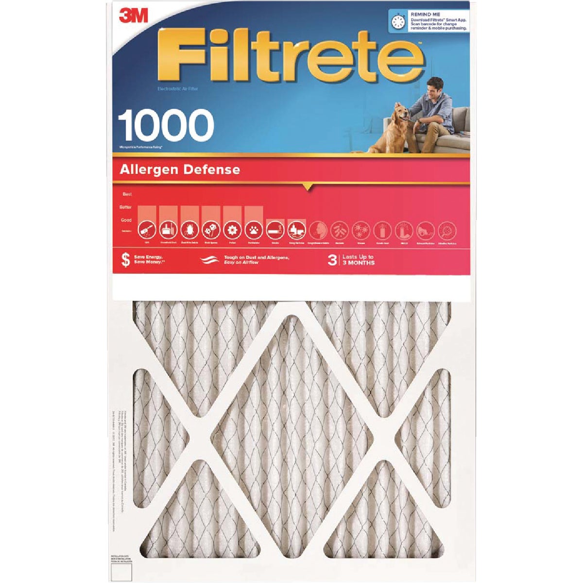 Filtrete 20 In. x 30 In. x 1 In. Allergen Defense 1000/1085 MPR Furnace Filter