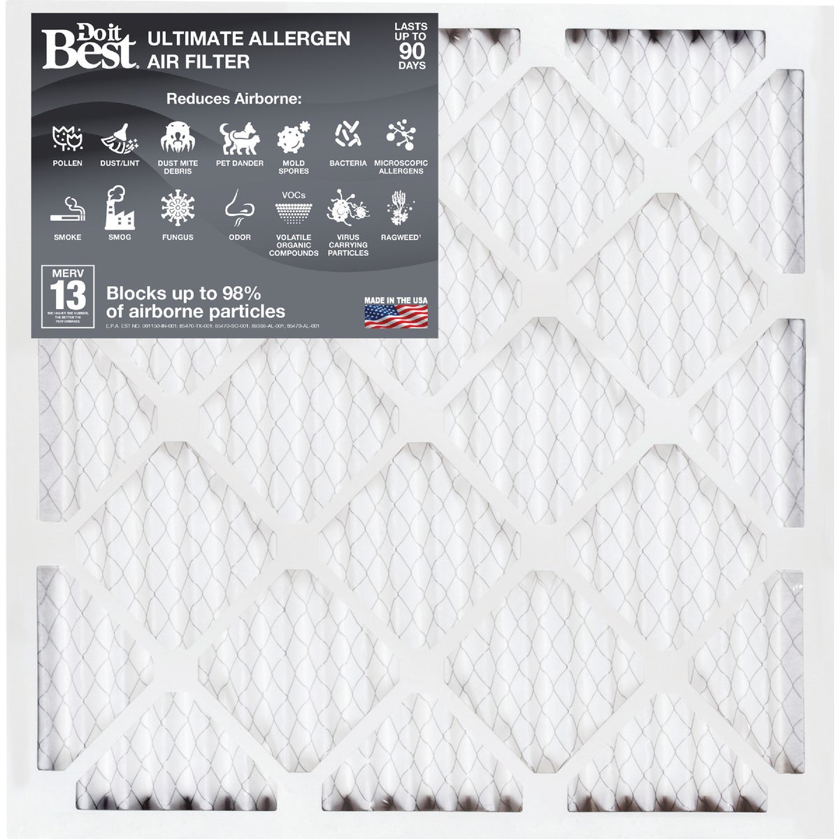 Do it Best 16 In. x 20 In. x 1 In. MERV 13 Furnace Filter