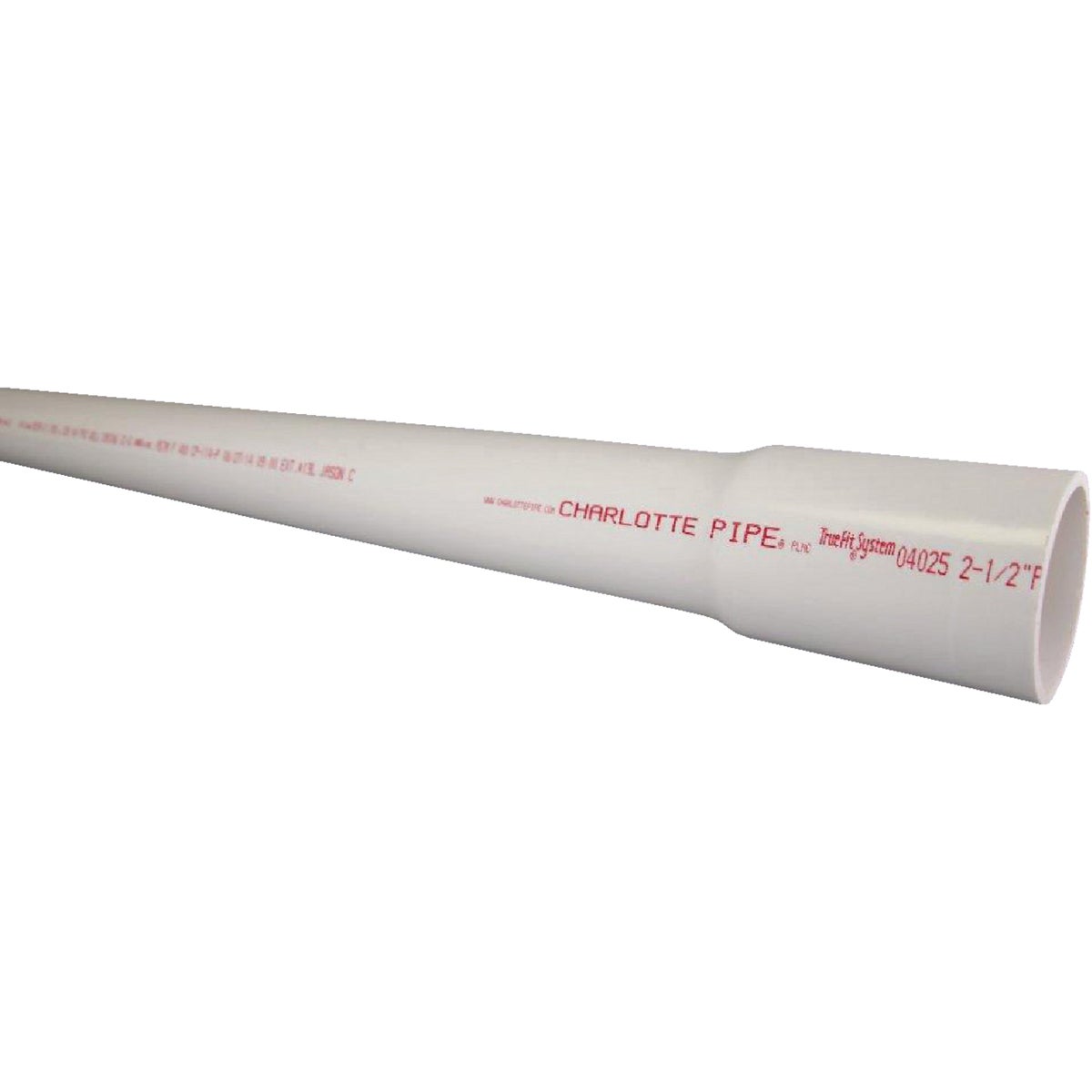 Charlotte Pipe 20 Ft. Schedule 40 Cold Water PVC Pressure Pipe, Belled End