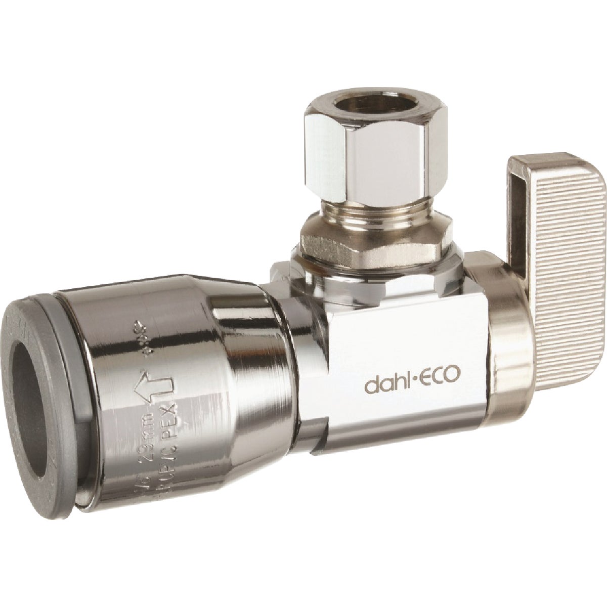 dahl 1/2 In. QUICK-GRIP x 3/8 In. OD Comp Angle Plated Supply Stop