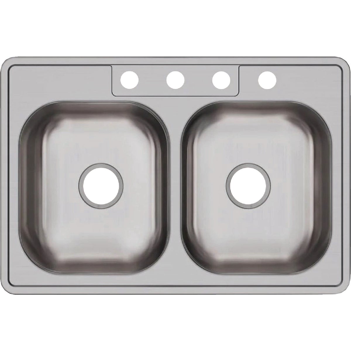 Elkay Dayton 33 In. x 22 In. x 6-9/16 In. Equal Double Bowl Drop-In Kitchen Sink, Stainless Steel