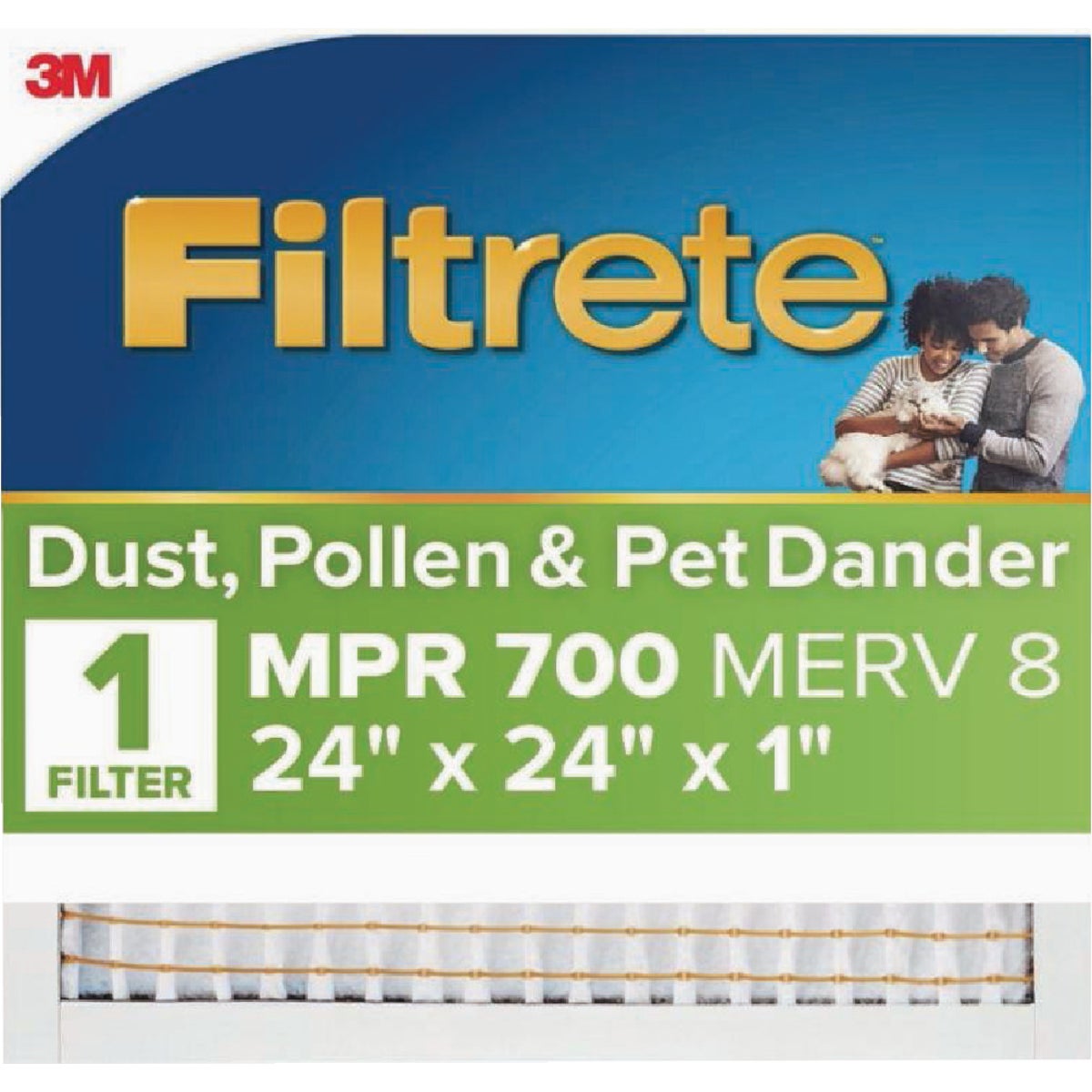 Filtrete 24 In. x 24 In. x 1 In. 700 MPR Dust, Pollen & Pet Dander Reduction Electrostatic Air Filter, MERV 8