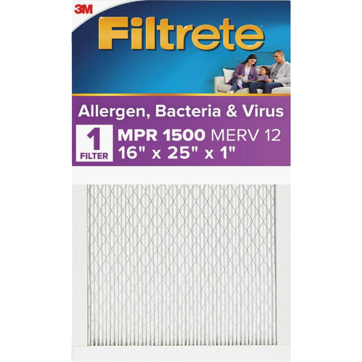 3M Filtrete 16 In. x 25 In. x 1 In. Ultra Allergen Healthy Living 1550 MPR Furnace Filter