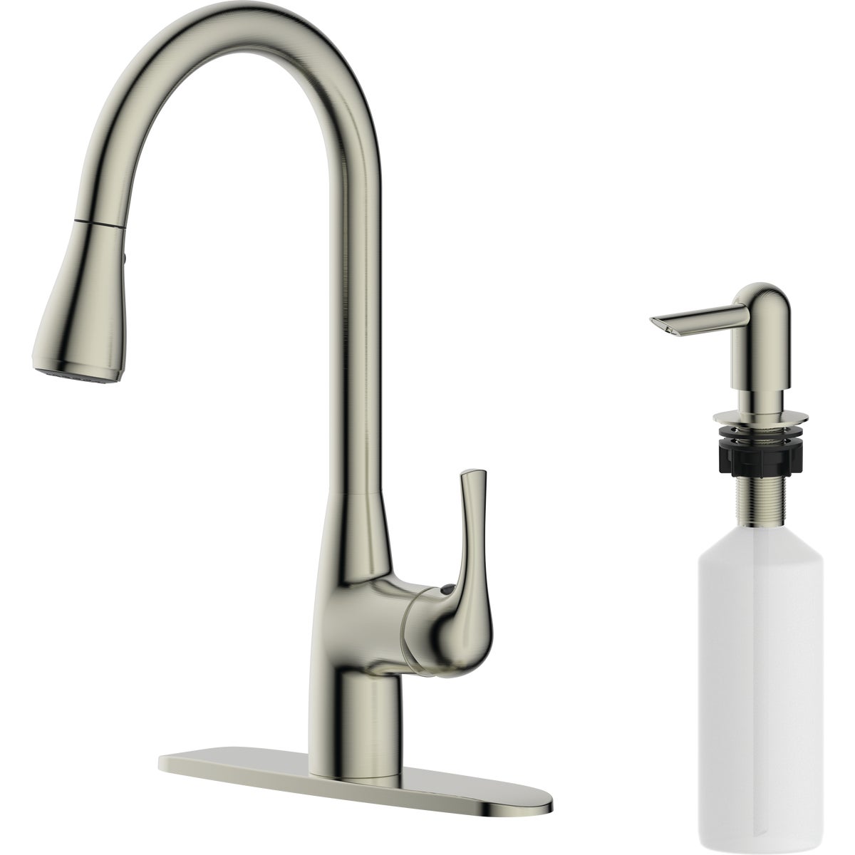 Common Goods Heritage 1-Handle Hi Rise Kitchen Faucet, Brushed Nickel
