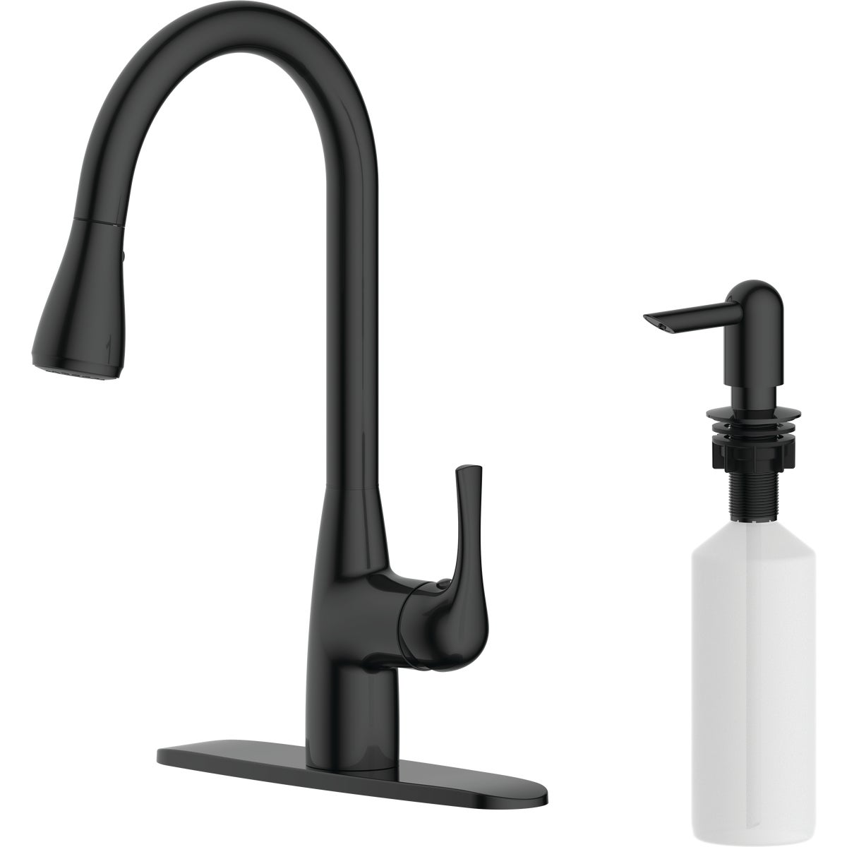Common Goods Heritage 1-Handle Kitchen Faucet with Side Spray, Matte Black
