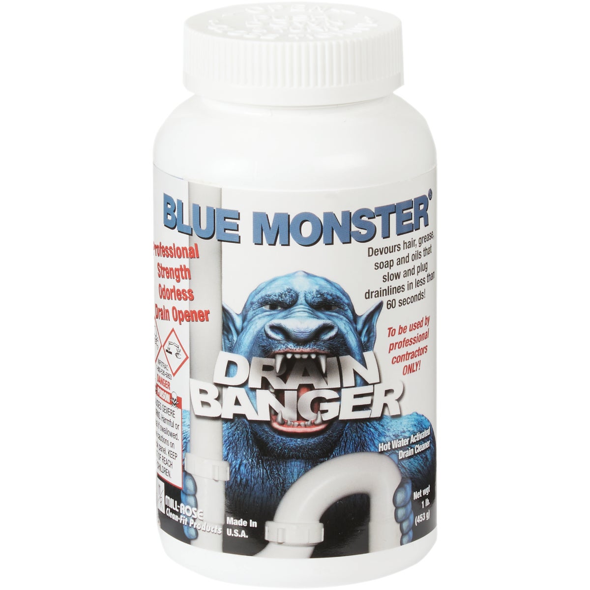 BLUE MONSTER Drain Banger 1 Lb. Flakes Drain Opener & Cleaner
