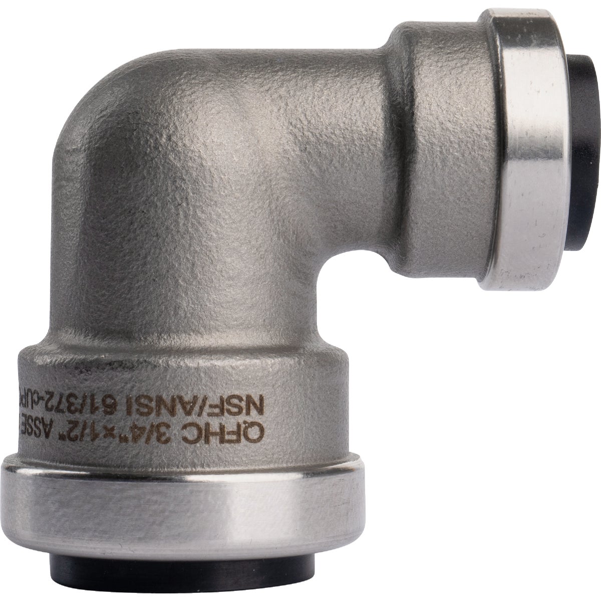QuickFitting 3/4 In. x 1/2 In. Push-to-Connect Stainless Steel 90-Degree Reducing Elbow