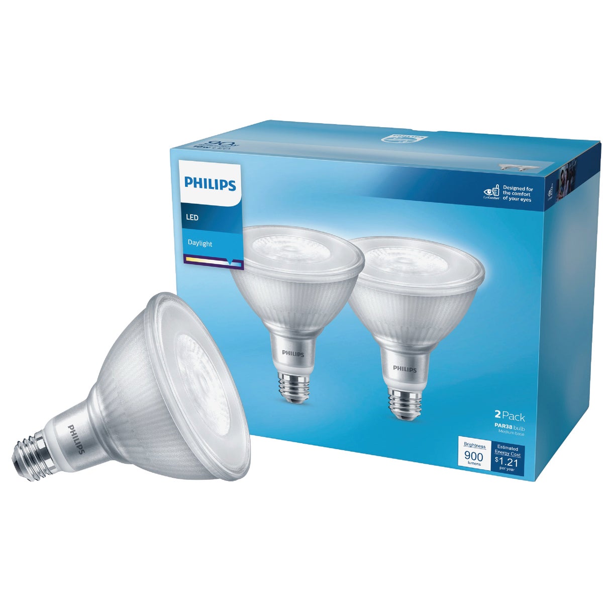 Philips 90W Equivalent Daylight PAR38 Medium LED Floodlight Light Bulb (2-Pack)