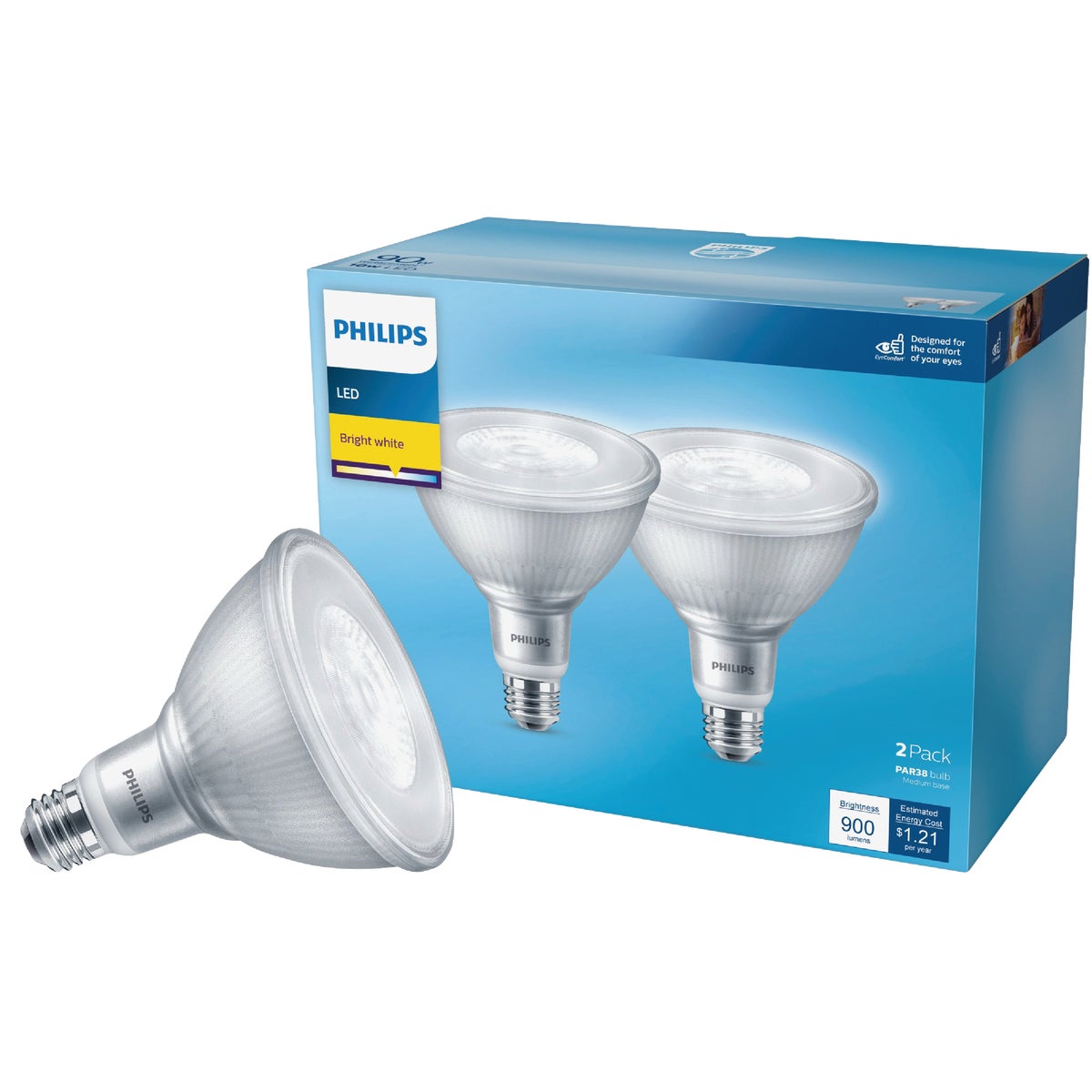 Philips 90W Equivalent Bright White PAR38 Medium LED Floodlight Light Bulb (2-Pack)