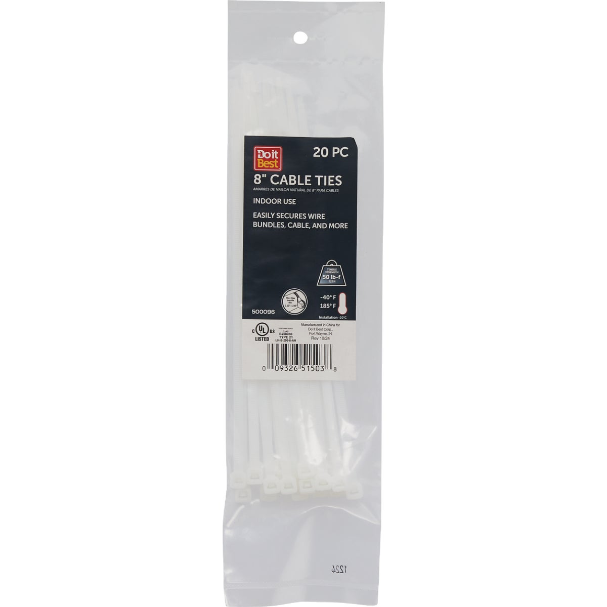 Do it 7 In. x 0.189 In. Natural Color Molded Nylon Cable Tie (20-Pack)