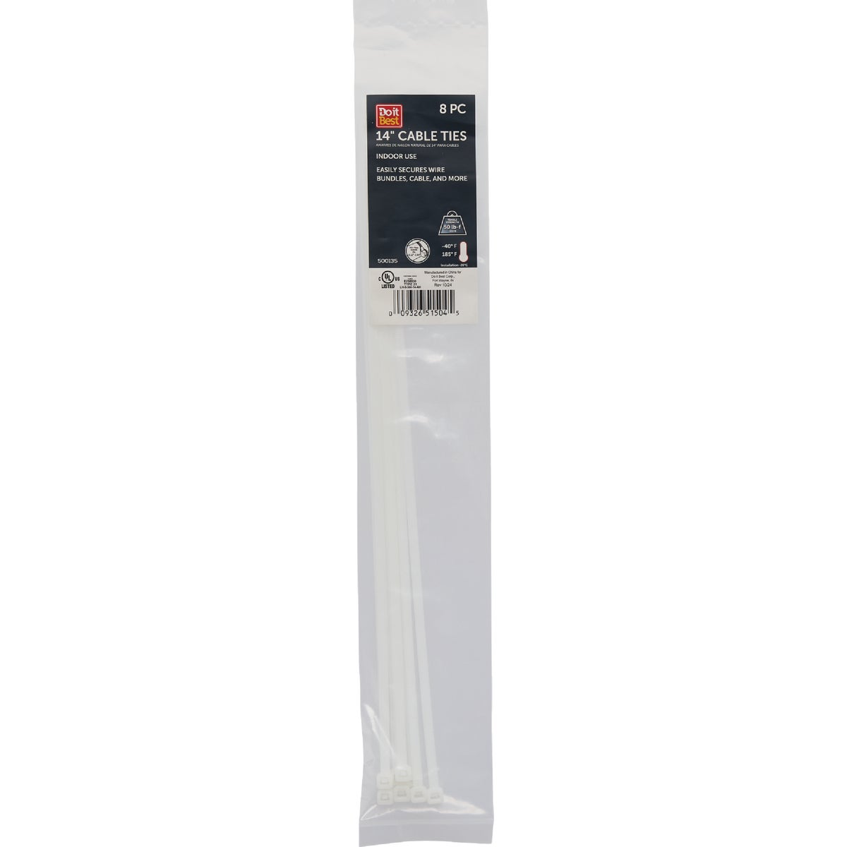 Do it 14 In. x 0.189 In. Natural Color Molded Nylon Cable Tie (8-Pack)