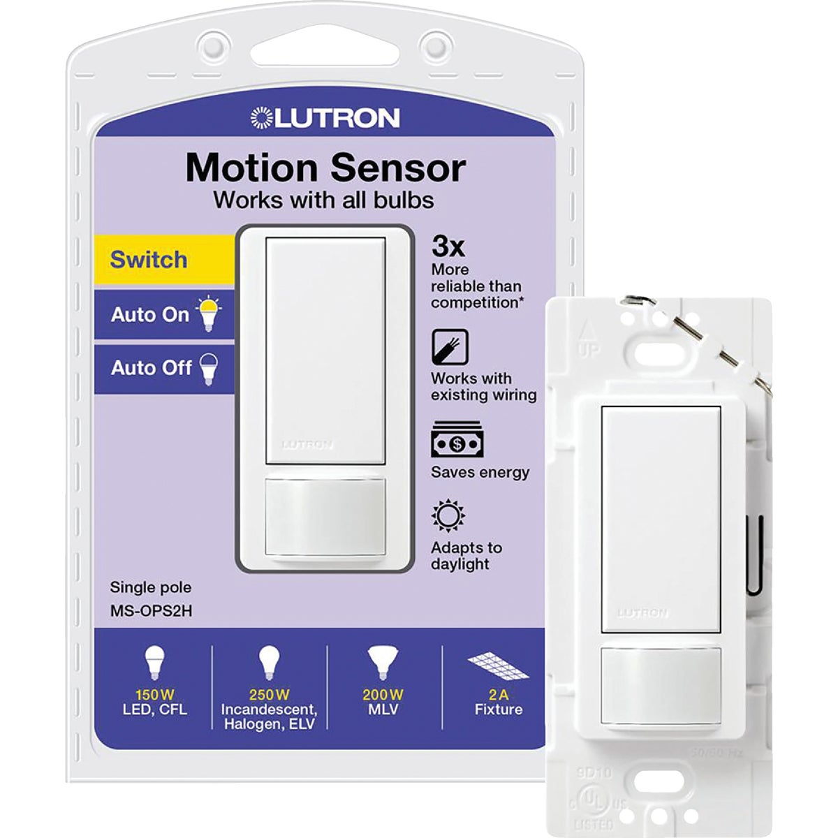 Lutron Maestro White 900 Sq. Ft. Coverage 180 Deg. Detection Single-Pole Occupancy Sensor Switch