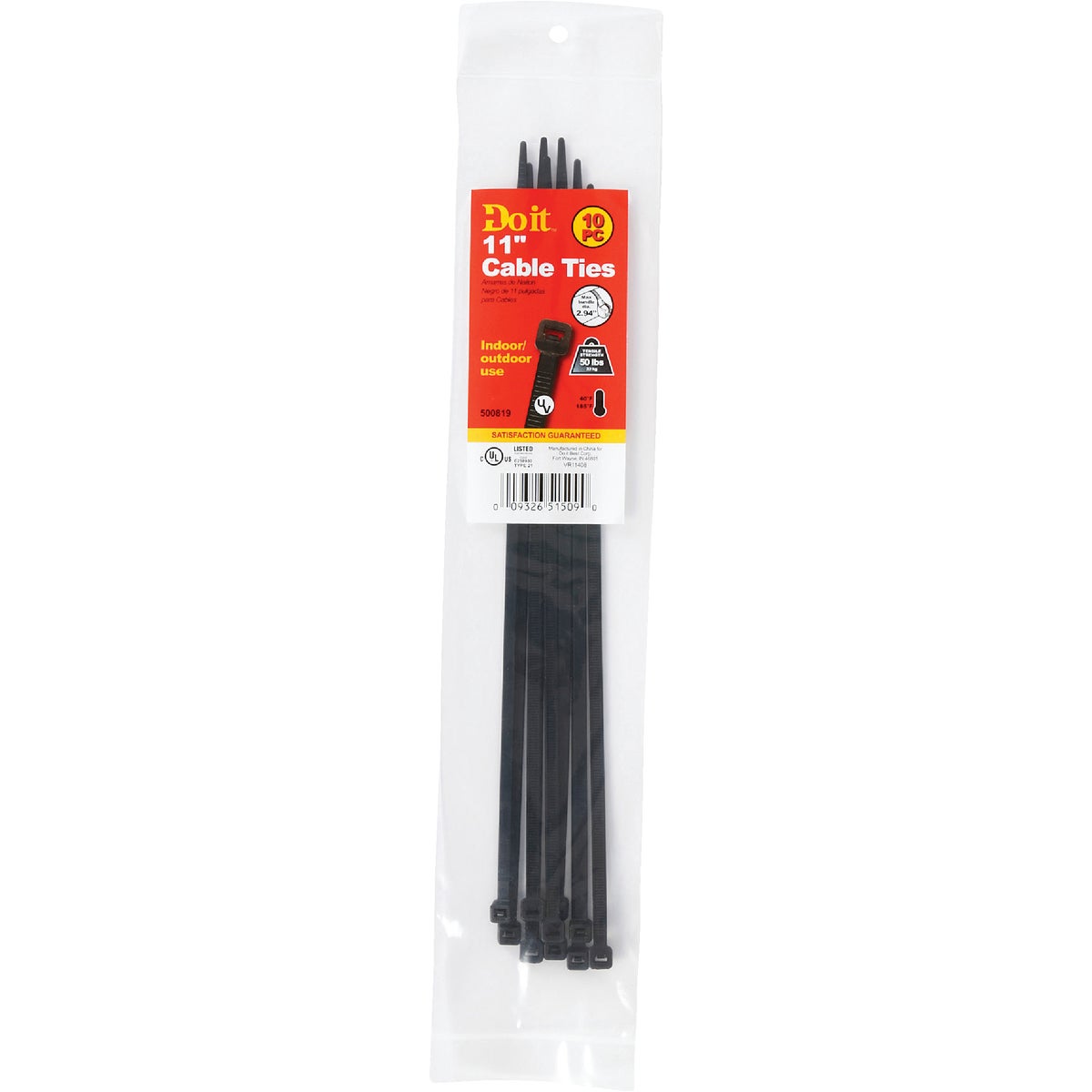 Do it 11 In. x 0.189 In. Black Molded Nylon Weather Resistant Cable Tie (10-Pack)