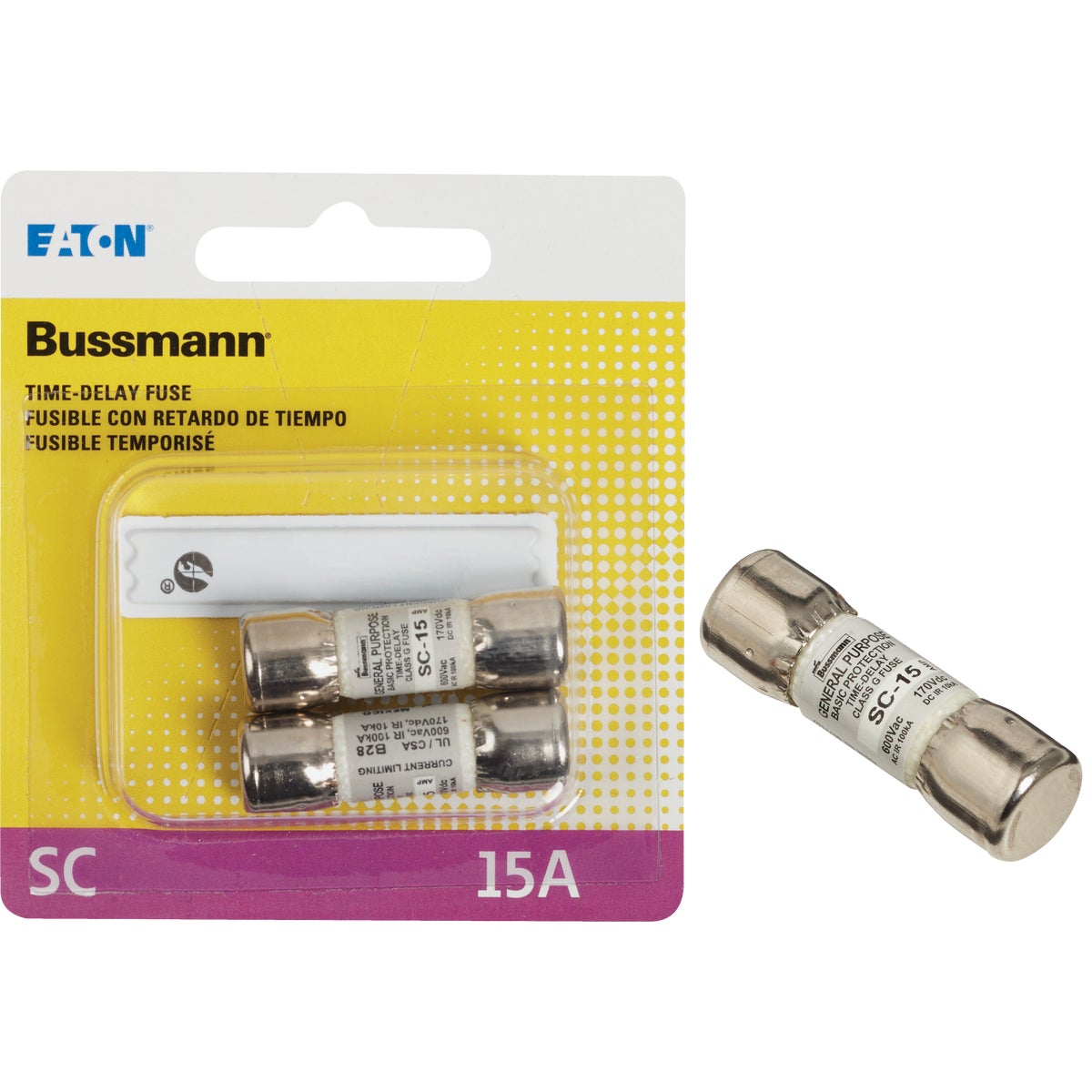 Bussmann 15A Midget Cartridge Time Delay Cartridge Fuse (2-Pack)
