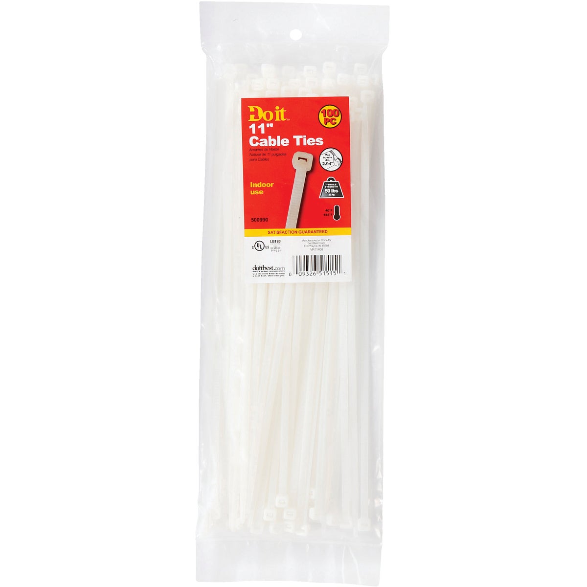 Do it 11 In. x 0.189 In. Natural Color Molded Nylon Cable Tie (100-Pack)