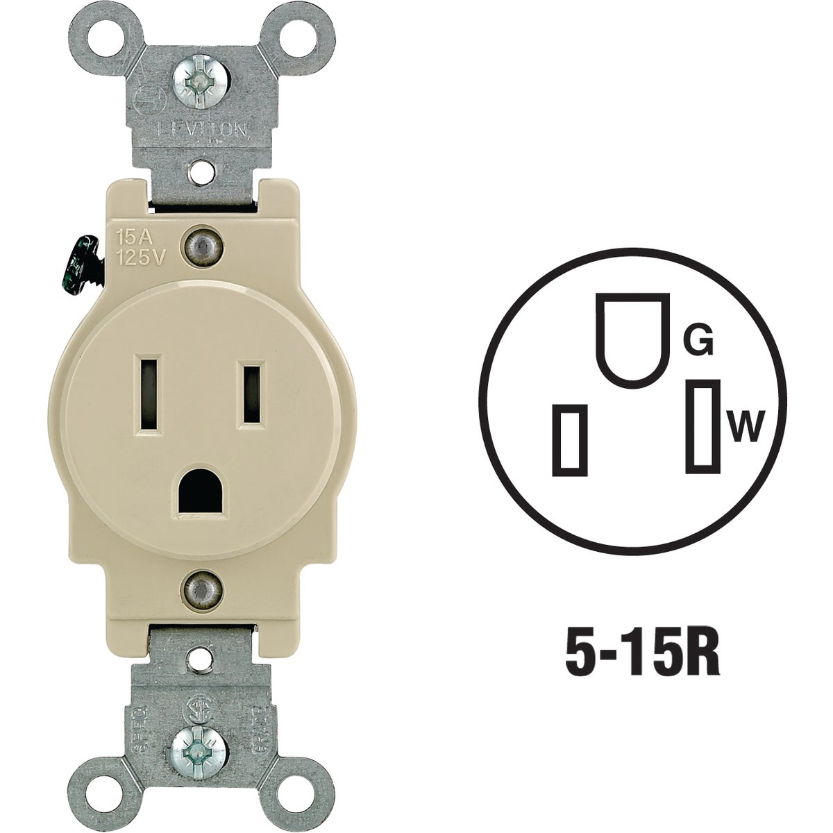 Leviton Commercial Grade Tamper Resistant Single Outlet