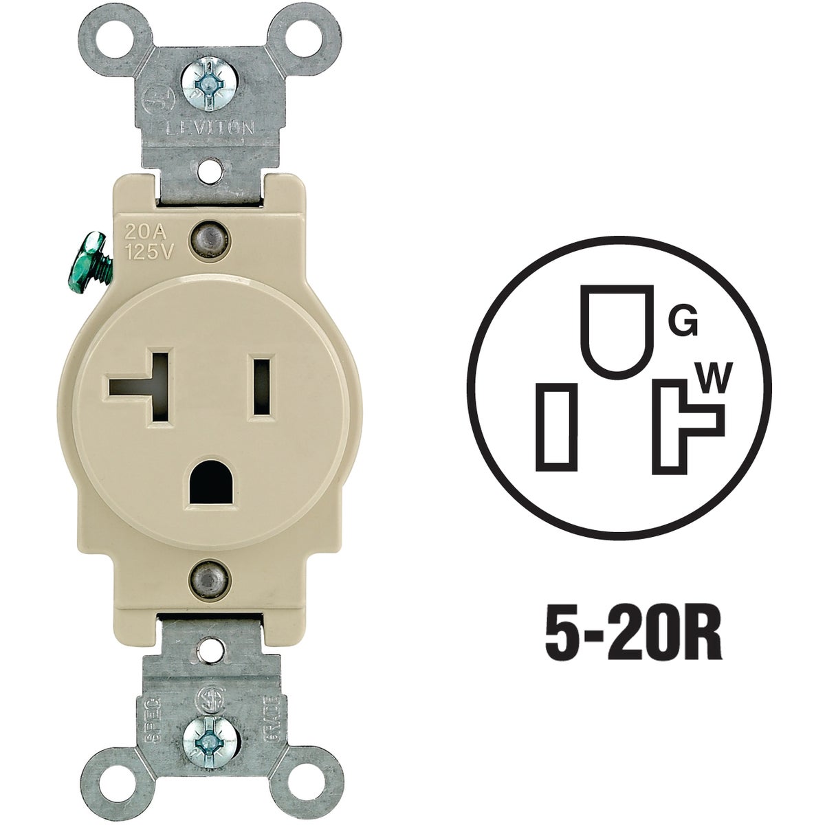 Leviton Commercial Grade Tamper Resistant Single Outlet