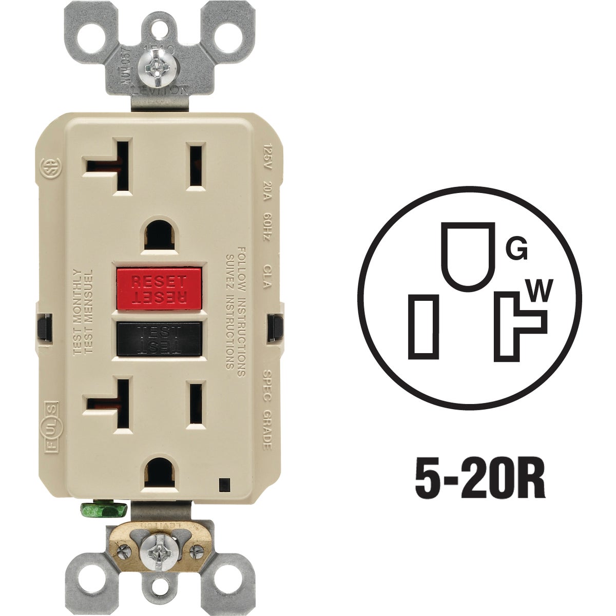 Leviton SmartLockPro Self-Test GFCI Outlet