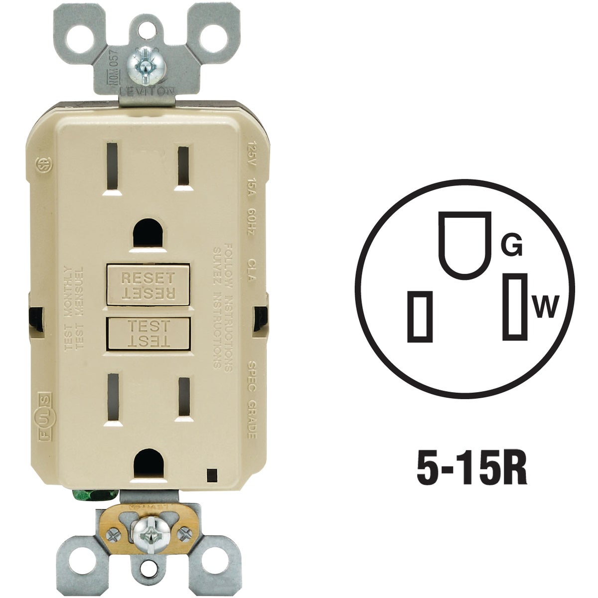 Leviton SmartLockPro Self-Test Tamper Resistant GFCI Outlet