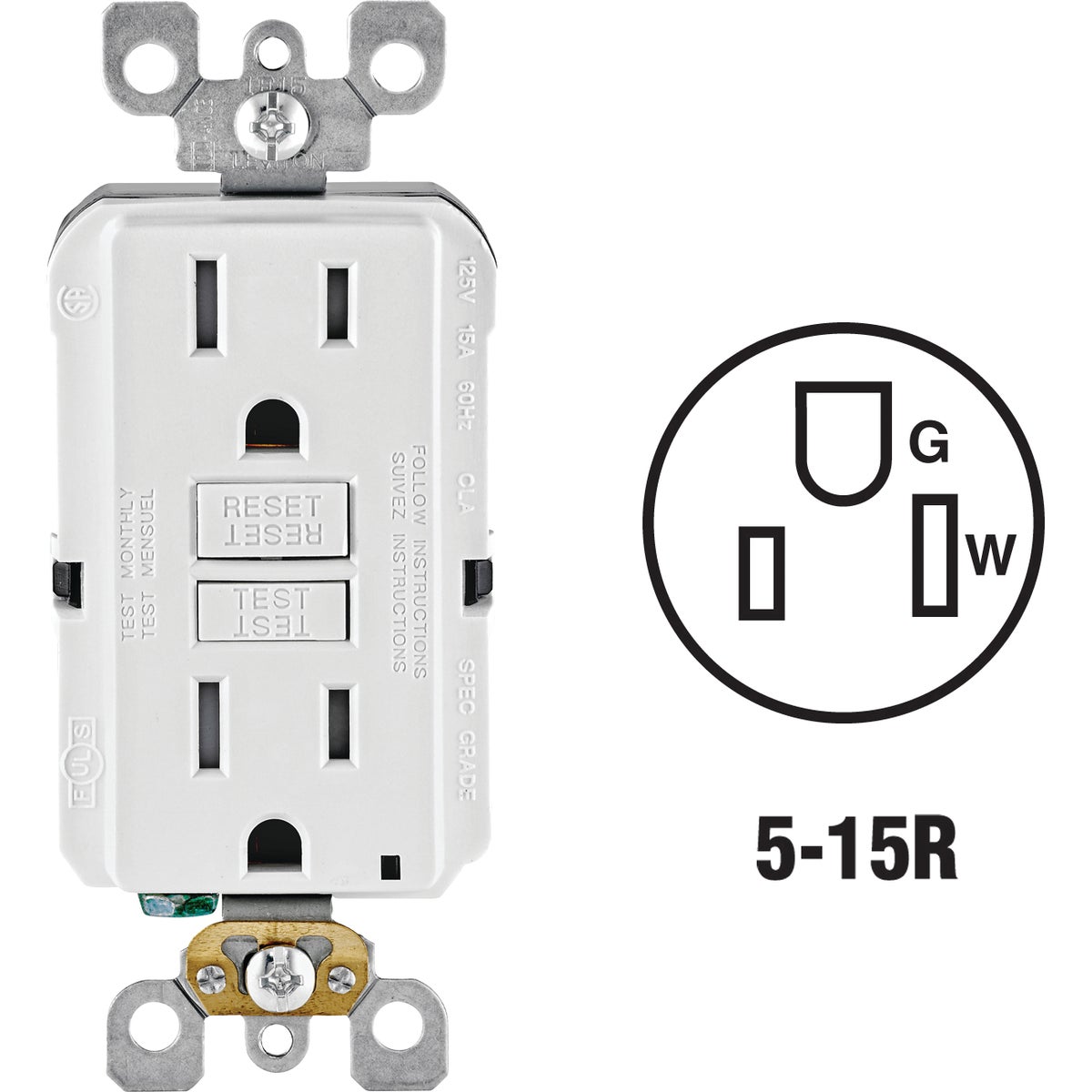 Leviton SmartLockPro Self-Test Tamper Resistant GFCI Outlet