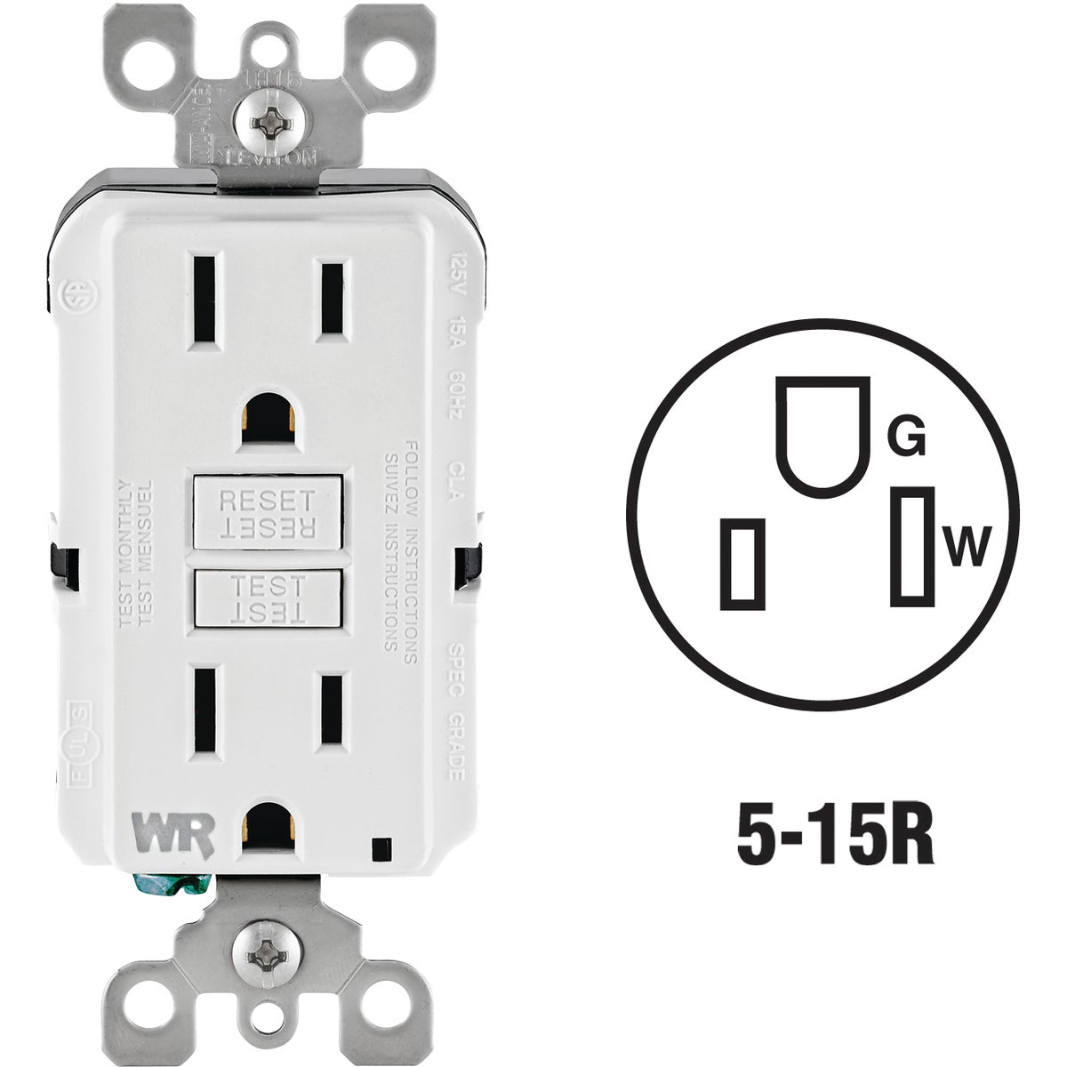 Leviton SmartLockPro Self-Test Tamper & Weather Resistant GFCI Outlet