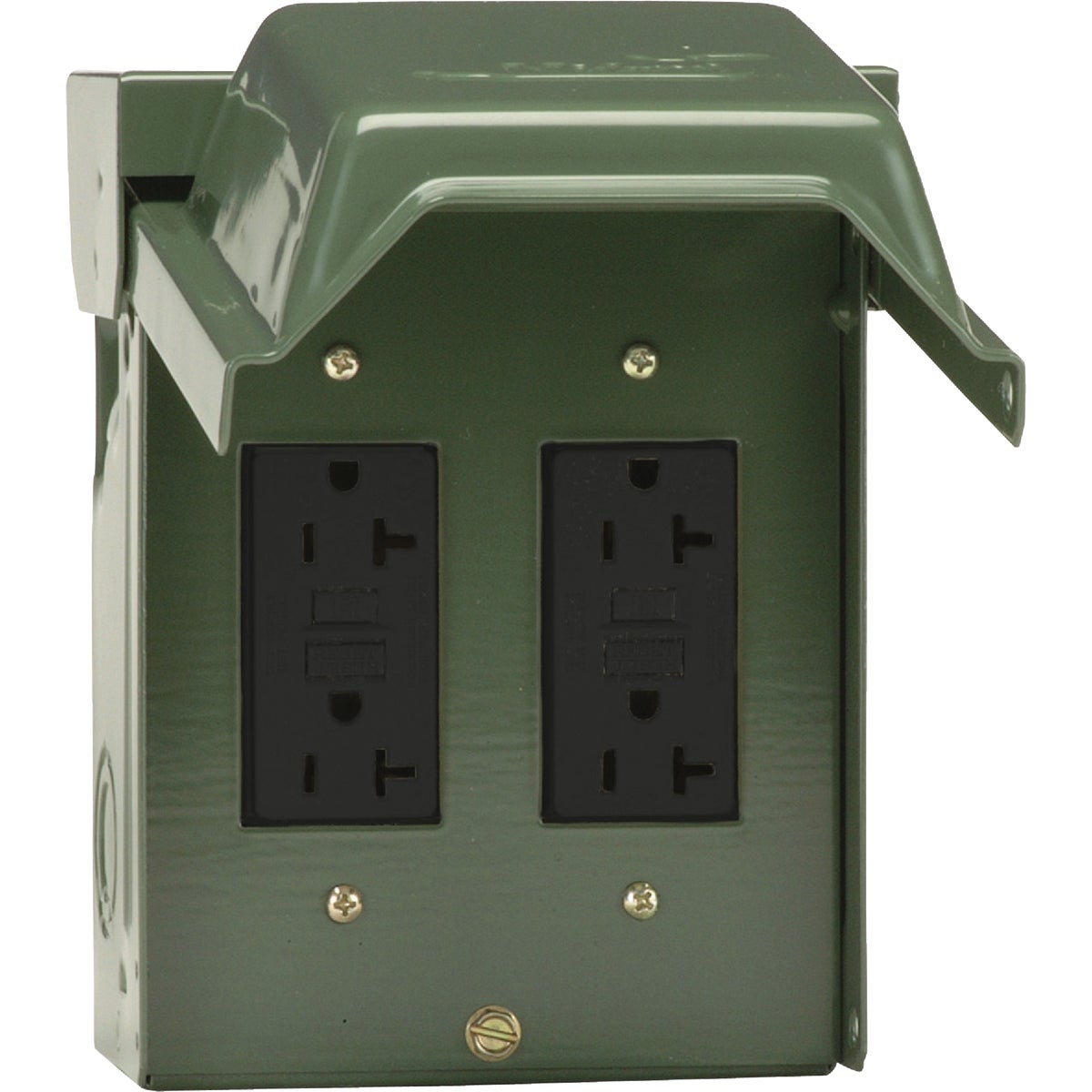GE Backyard 20A Green Residential Grade 5-20R GFCI Outlet with 2 Receptacles