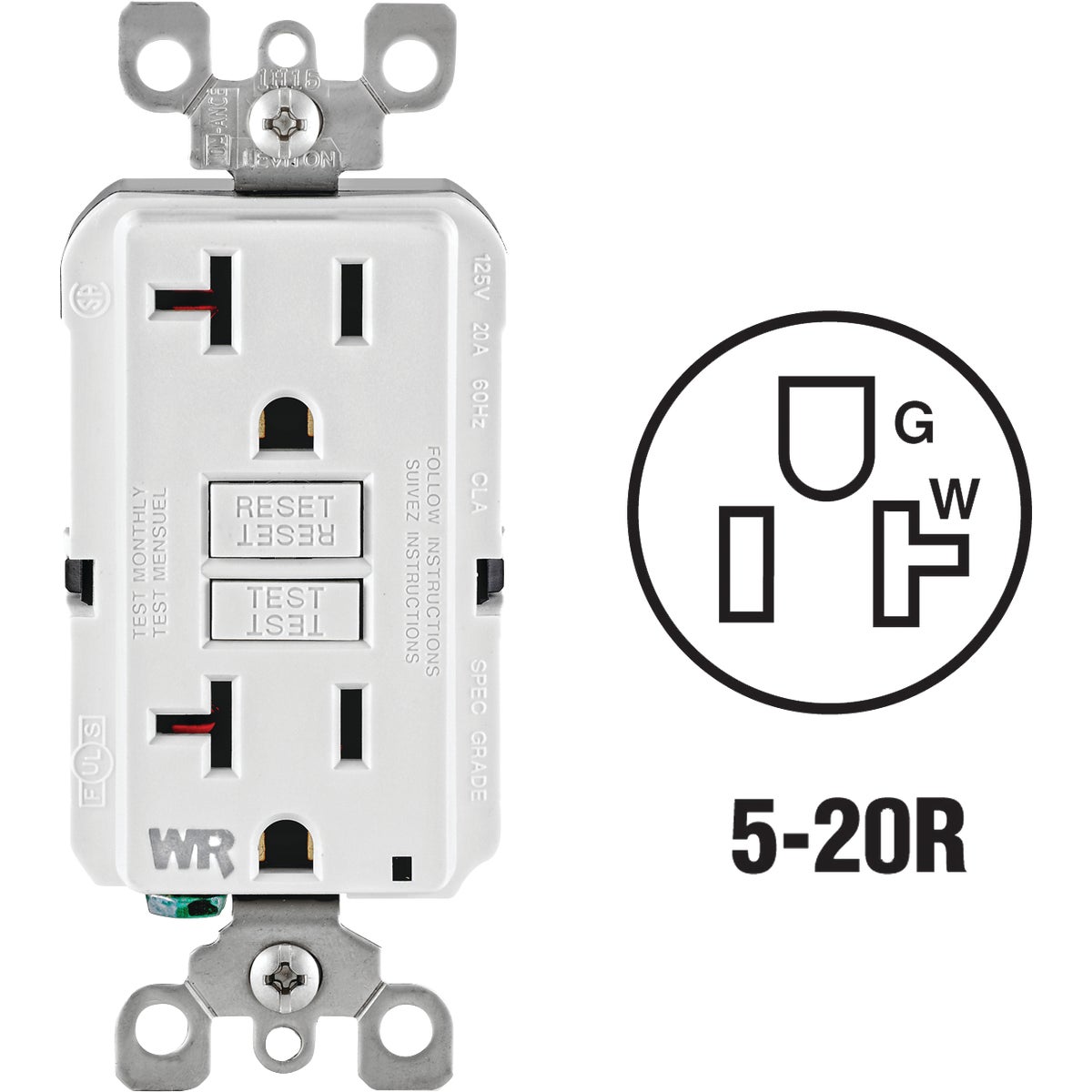 Leviton SmartLockPro Self-Test Tamper & Weather Resistant GFCI Outlet