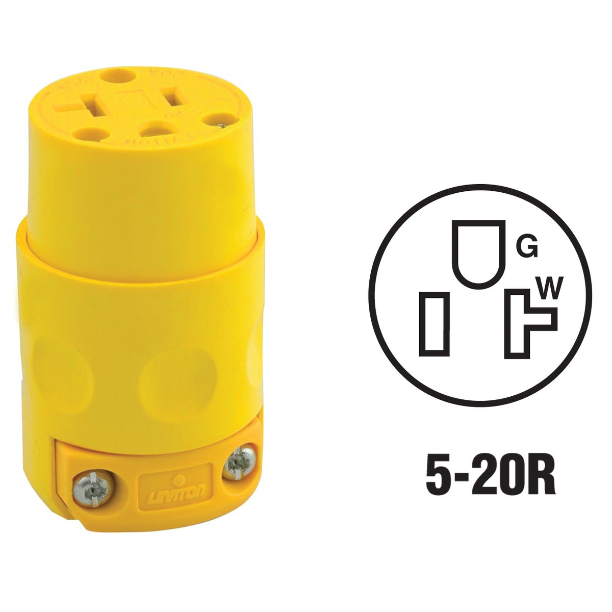 Leviton 20A 125V 3-Wire 2-Pole Commercial Grade Cord Connector